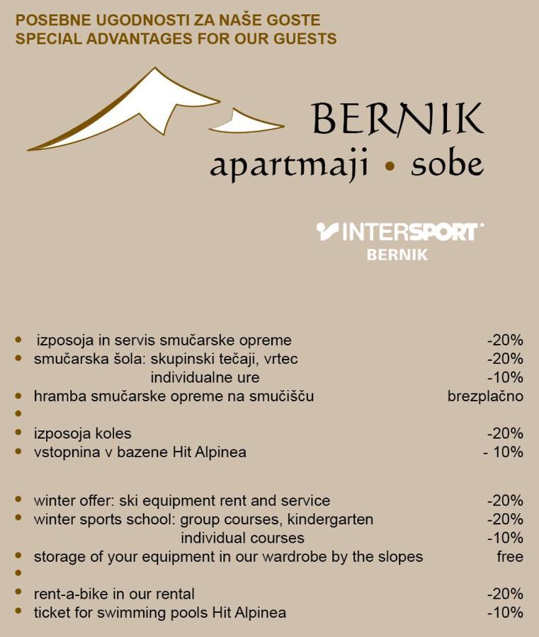 Apartment Bernik II Kranjska Gora Eksteriør bilde